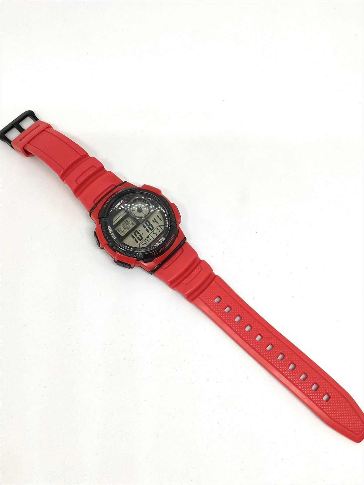 CASIO STANDARD カシオ スタンダード デジタル レッド World time AE-1000W メンズ (3144-11)