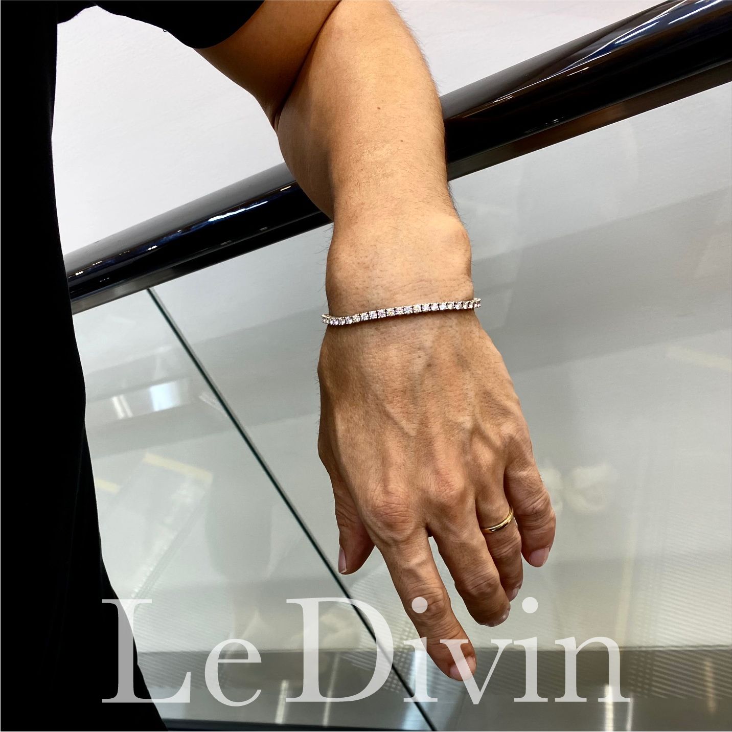 3mm／18cm モアサナイトテニスブレスレット S925プラチナ加工 金アレ 