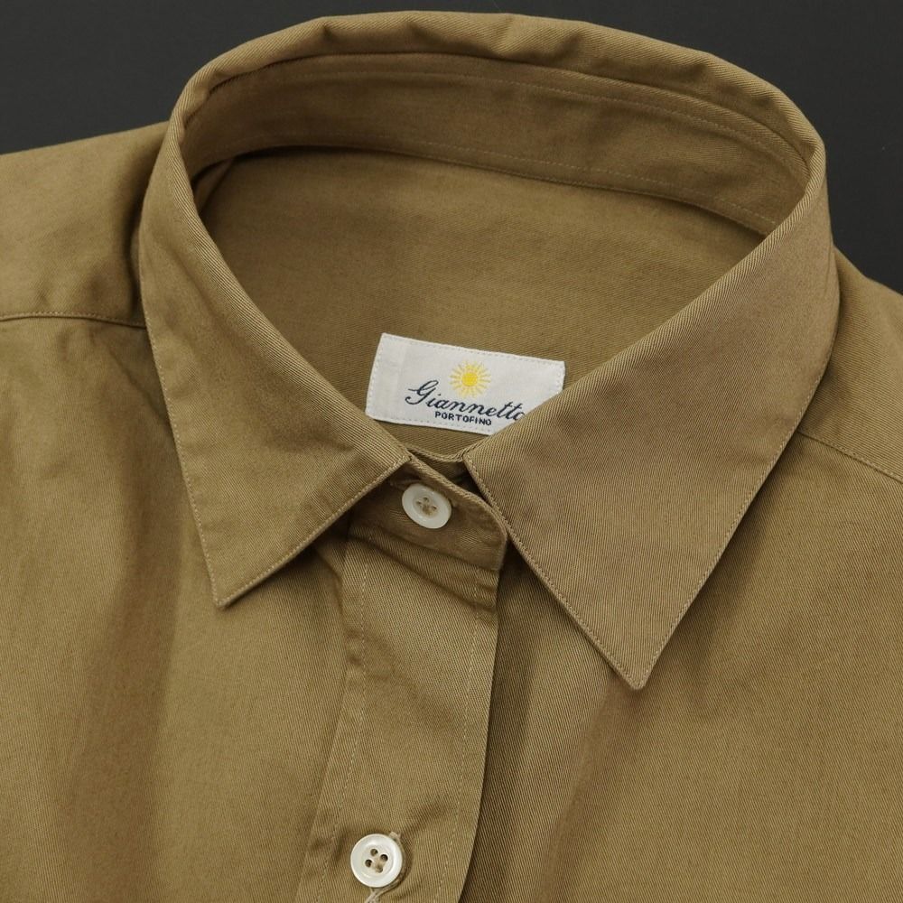 【新品】ジャンネット giannetto WASH DIVISION ツイルコットン ワークシャツ カーキベージュ【サイズS】【メンズ】