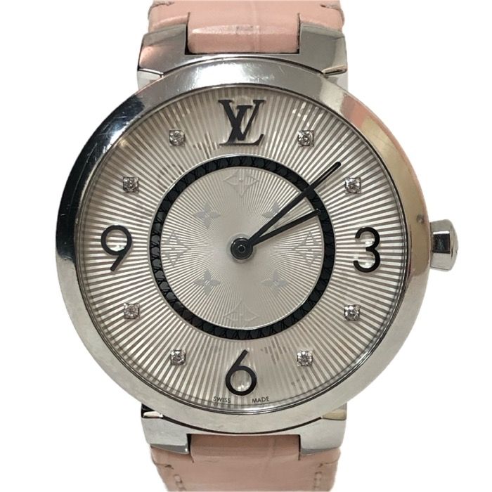 ルイ ヴィトン LOUIS VUITTON タンブールスリムMM 8Pダイヤ QZ 替え  