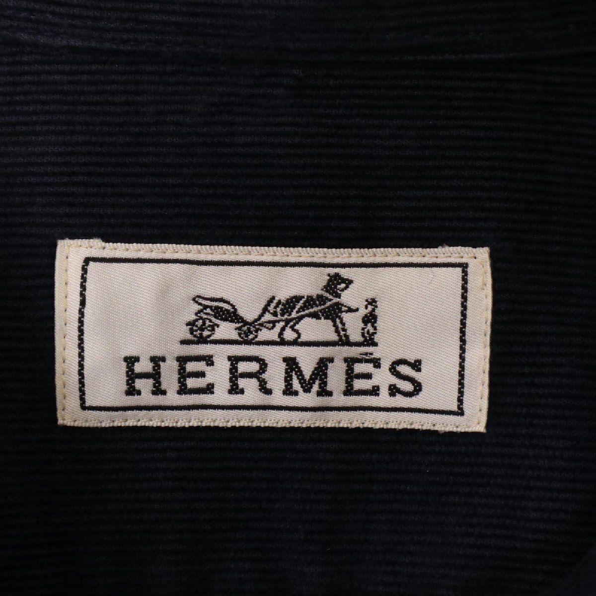 HERMES エルメス　　メンズ　　コーデュロイシャツ　　　ネイビー　　　40