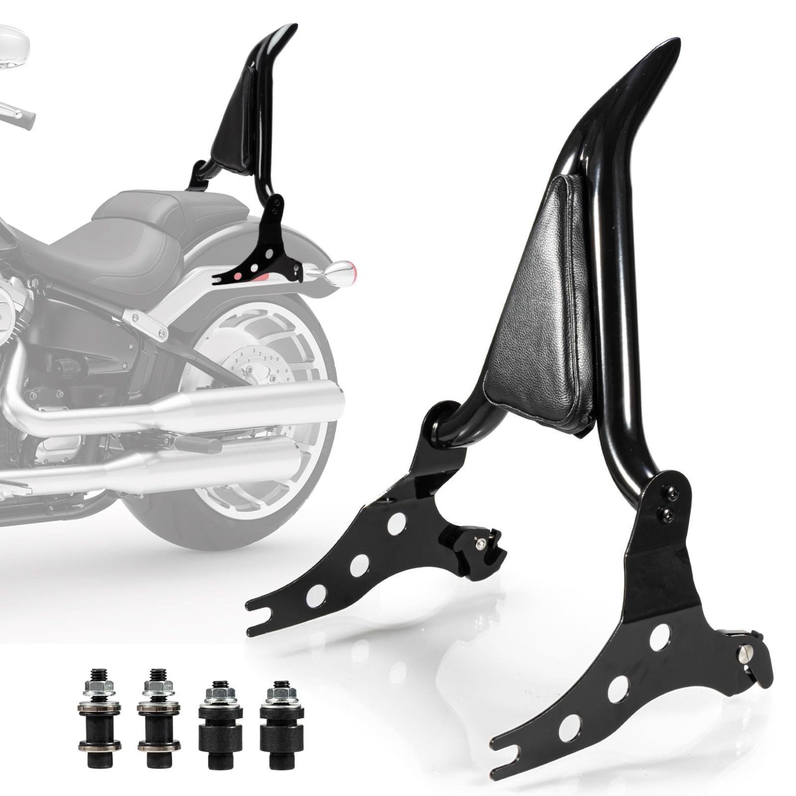 ファットボーイ ハーレー FLFBS 対応 ドライバーライダー パッセンジャー 2018年-2025年 リア 三角形バックレスト 荷物ラック ハーレー 乗客背もたれ 振れ止め ブレイクアウト パッド付き バックレスト ハーレー用 2013年