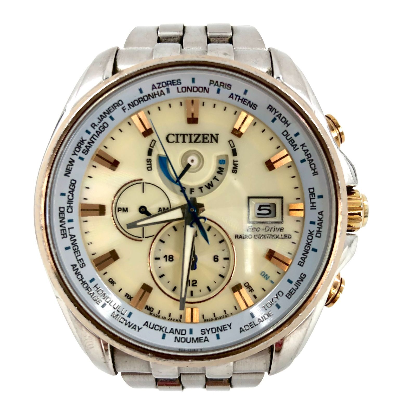 CITIZEN ATTESA Eco-Drive シチズン アテッサ エコドライブ H820-T021701 ソーラー デイト クロノグラフ  メンズ腕時計 稼動品【ND-443】 - メルカリ