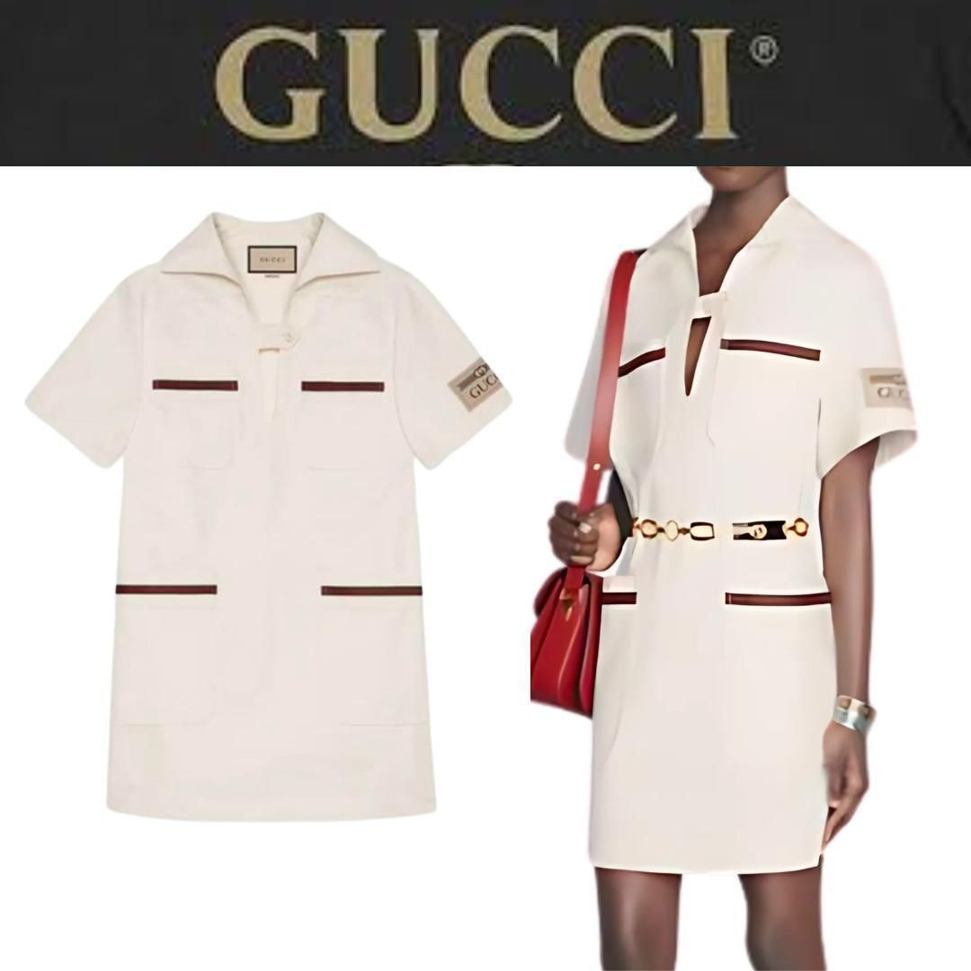 GUCCI グッチ ウェブ ストライプ ディテール ドレス ワンピースS 661760