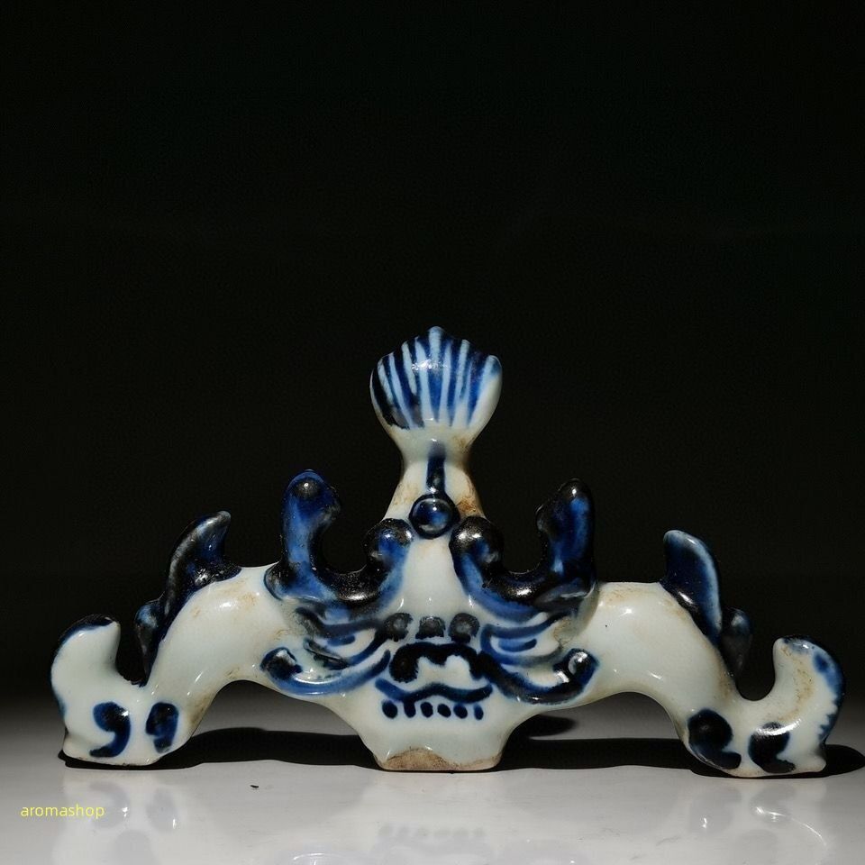 青花纏枝紋透かし彫り 鎮紙 鎮尺 文房具 書道具 工芸品 美術品 置物