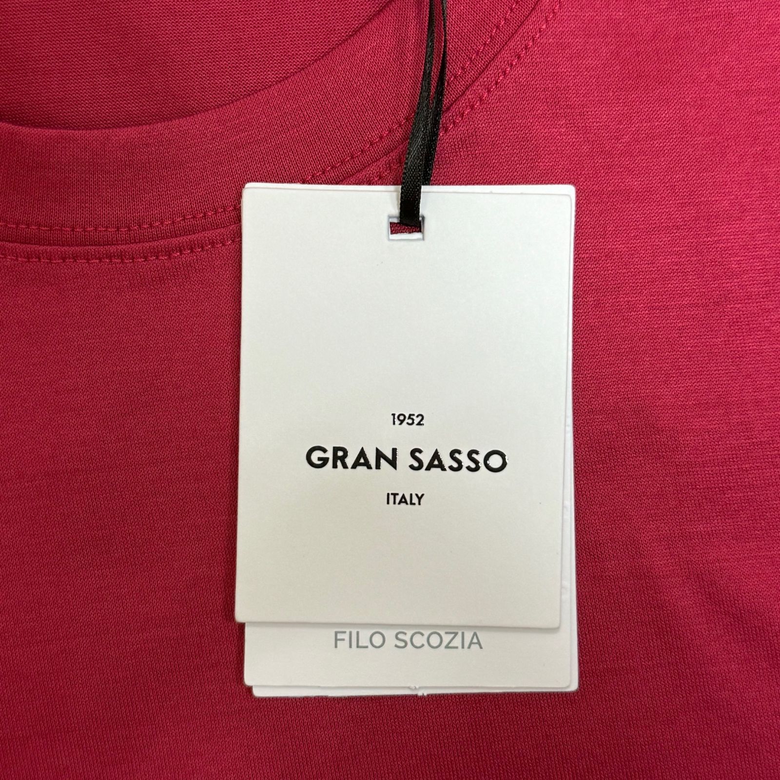 定価17600円 国内正規 新品 GRAN SASSO 23SS マーセライズ コットン クルーネック Tシャツ グランサッソ 60133/74002 レッド系