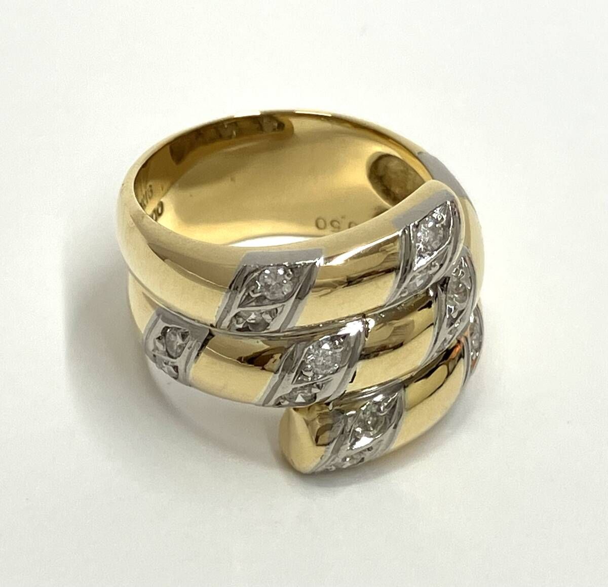 K18 Pt900 ダイヤ0.50ct リング 指輪 9.9g 11.5