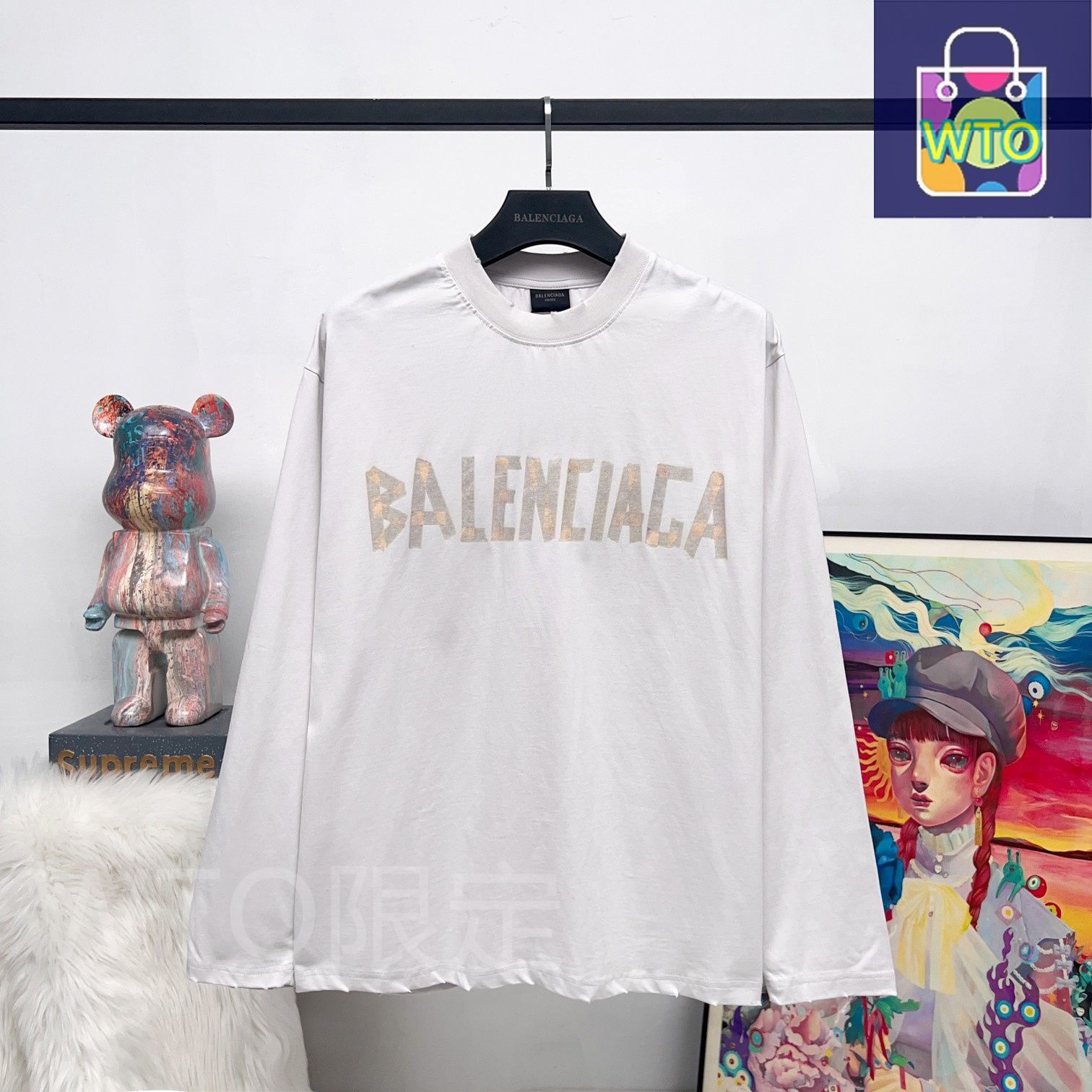 BALENCIAGA メンズ＆レディース ロングスリーブ Tシャツ テーププリント ウォッシュ加工 6色展開 XS-L | ♥品 -WTO輸入1