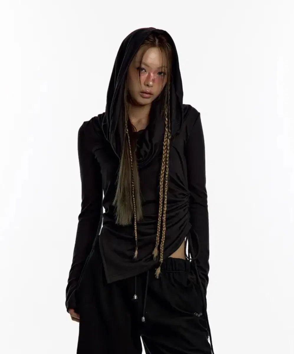 Kashiko カシコ Cowl Hood Long Sleeve Black