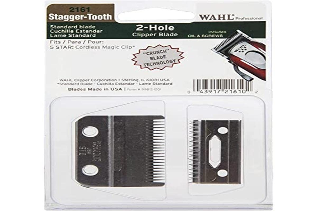 Wahl Professional Stagger-Tooth 2-Hole Clipper Blade #2161 - For the 5 Star Series Cordless Magic Clip - Includes Oil and Screws 