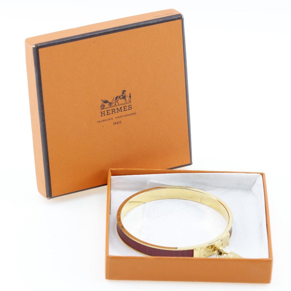 HERMESエルメス ケリーバングル カデナ バングル 金メッキ×リザード 赤 HERMES】エルメス ケリーバングル カデナ 金メッキ×リザード 赤