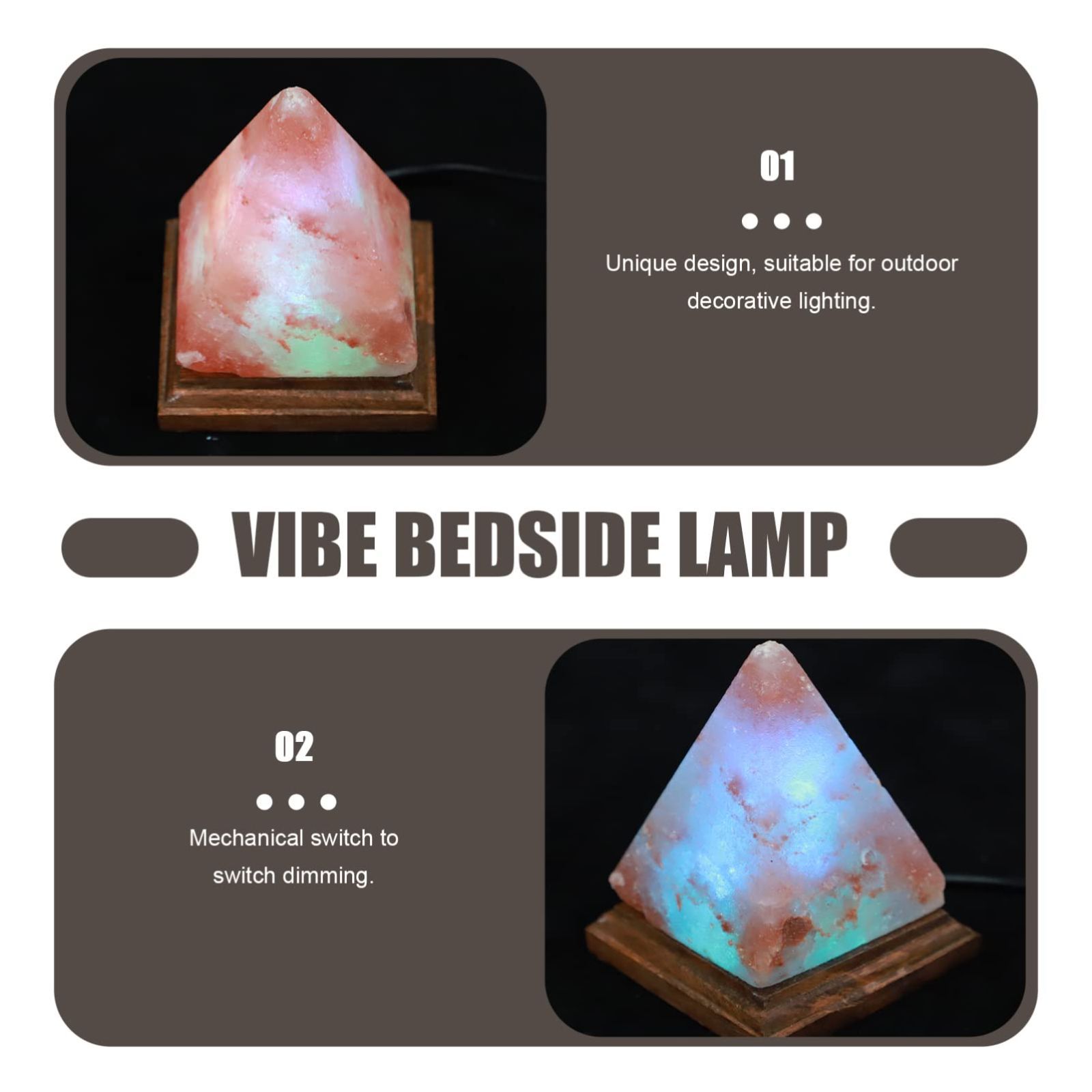 在庫処分】ヒマラヤ岩塩ランプ 岩塩ランプ 7色 ピラミッド ソルト