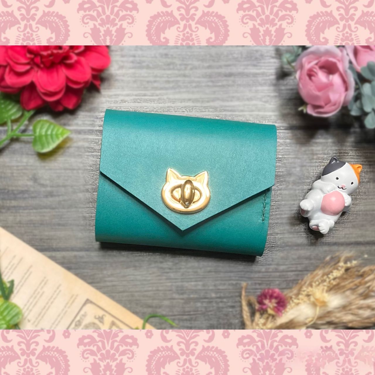 ❤【新作♪】【可愛さ×高級感♪】お洒落可愛い猫モチーフコンパクトミニ財布ネイビー ❤【新作♪】【可愛さ×高級感♪】お洒落可愛い猫モチーフ