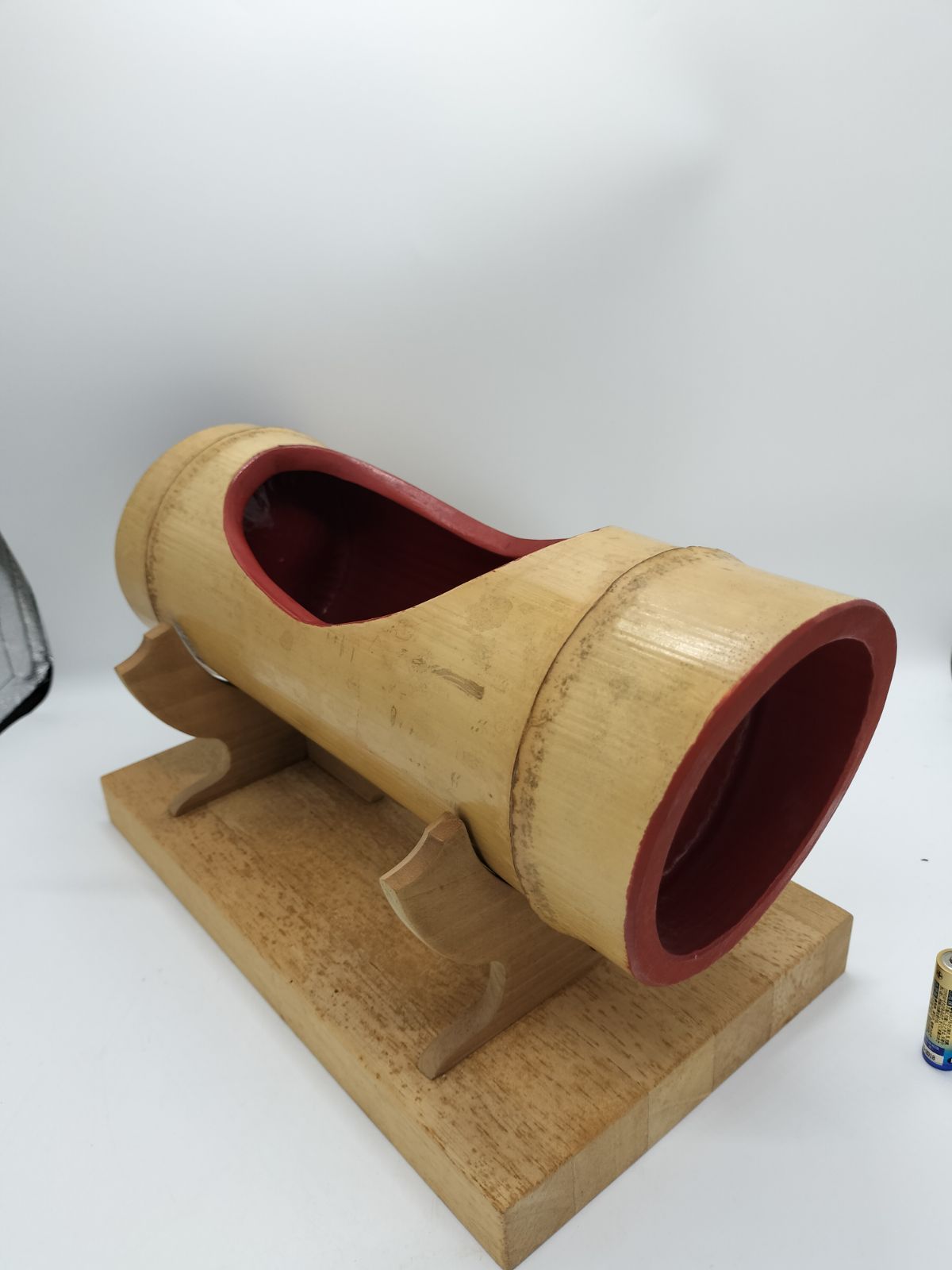 花器 竹製 円形 黄色 赤色 飾台付 窯 工房 池坊 変形 シンプル 生花