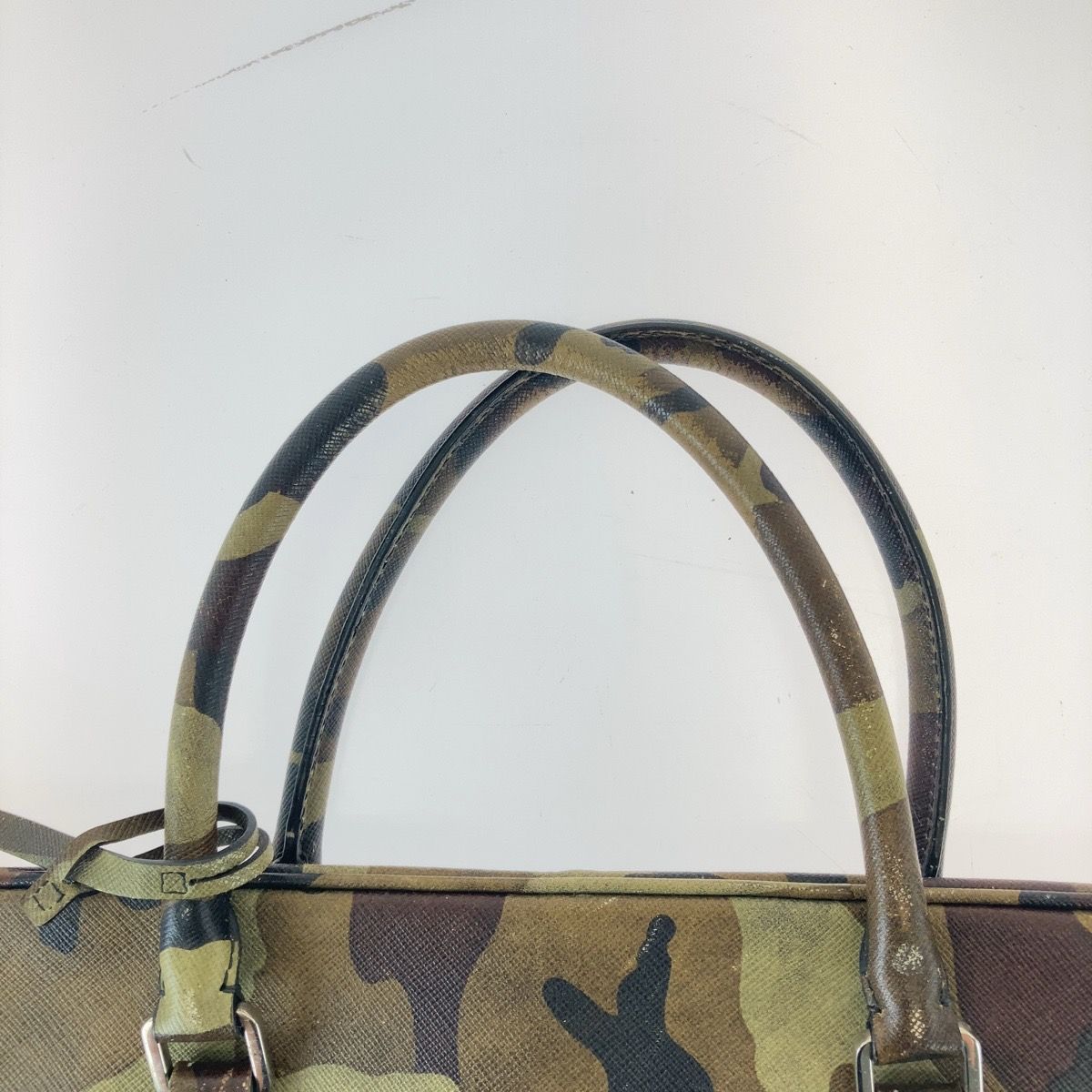 PRADA プラダ サフィアーノ カモフラ 迷彩 グリーン シルバー金具