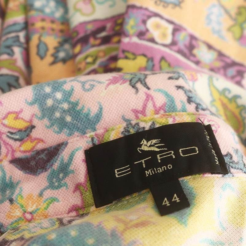 ETRO - ETRO(エトロ) 半袖ポロシャツ サイズ44 L レディース - ブルー×イエロー×マルチ 花柄 エトロ ETRO 花柄 半袖 ポロシャツ 44 マルチカラー /DF □OS