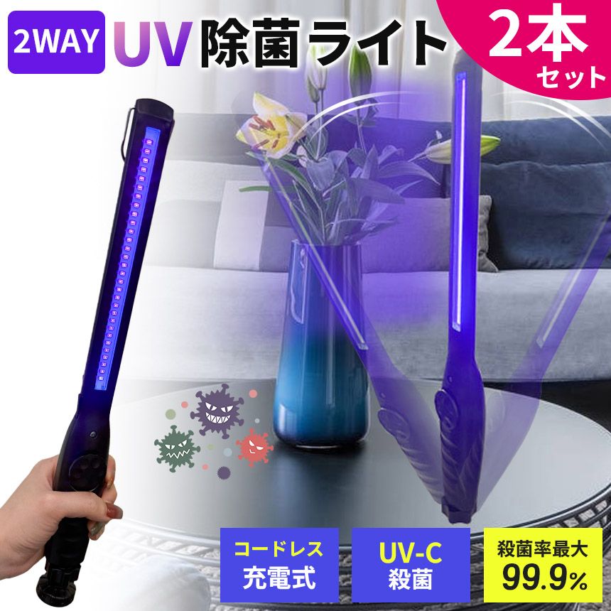 除菌ライト 殺菌ライト 殺菌灯 2個セット 殺菌ランプ 紫外線 UV 充電式