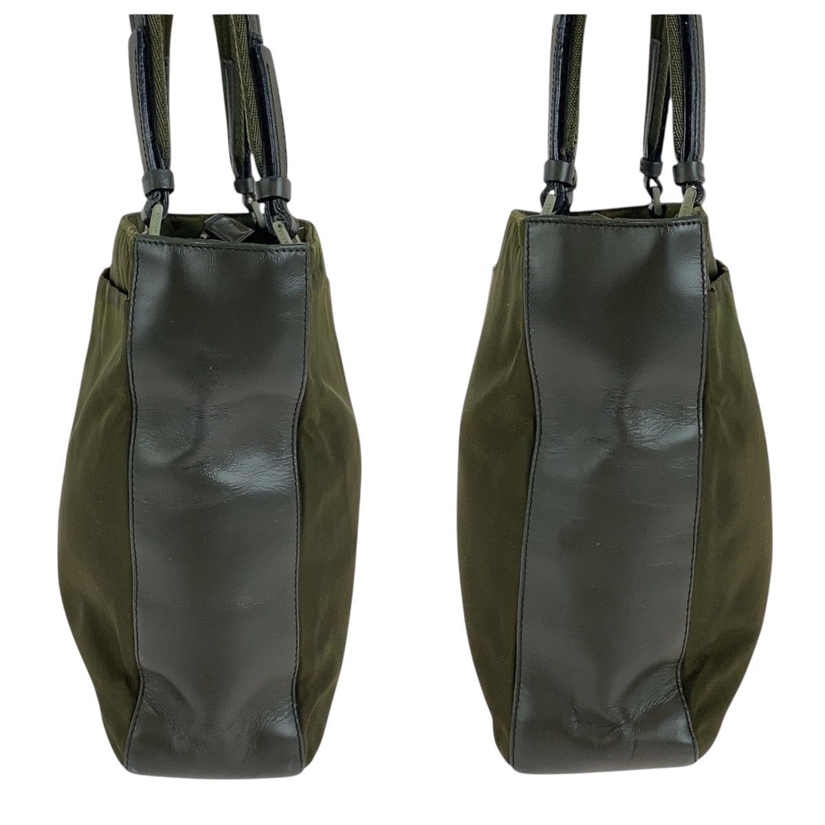 PRADA プラダ テスート 三角ロゴプレート カーキ シルバー金具 