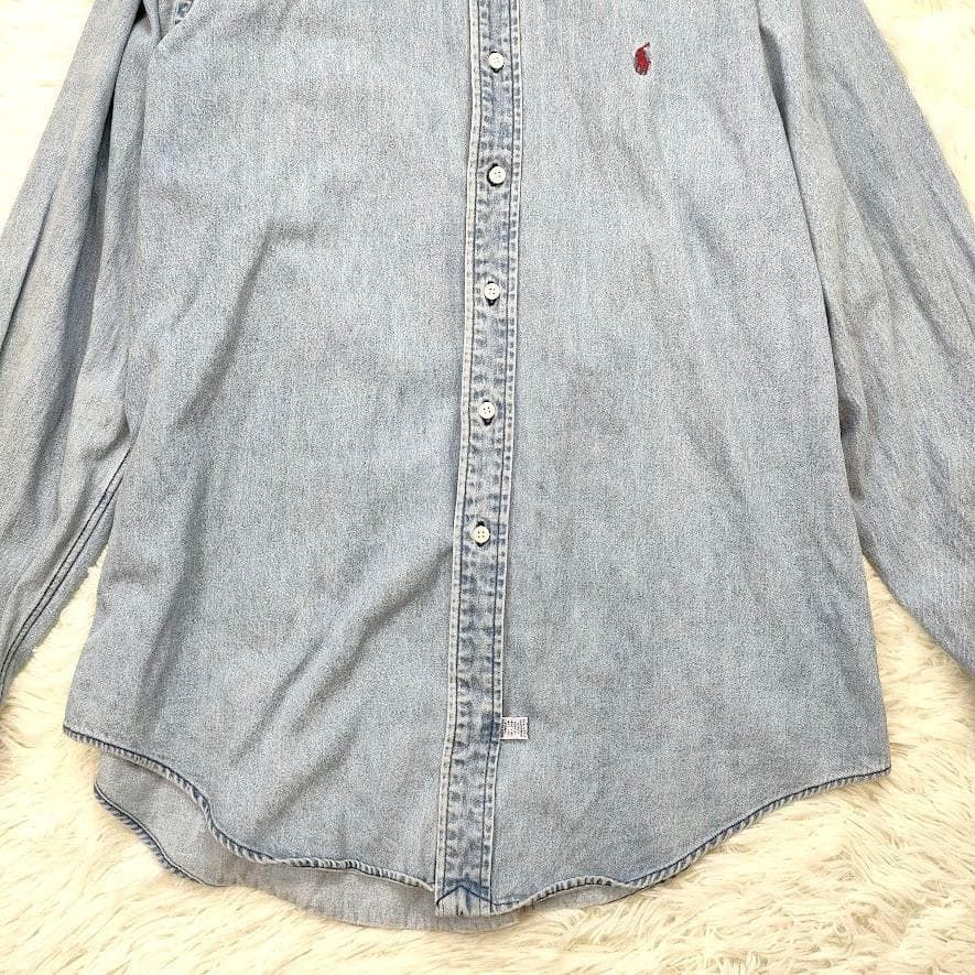 RALPH LAUREN ラルフローレン デニムシャツ 長袖 L メンズ 90s ポニー