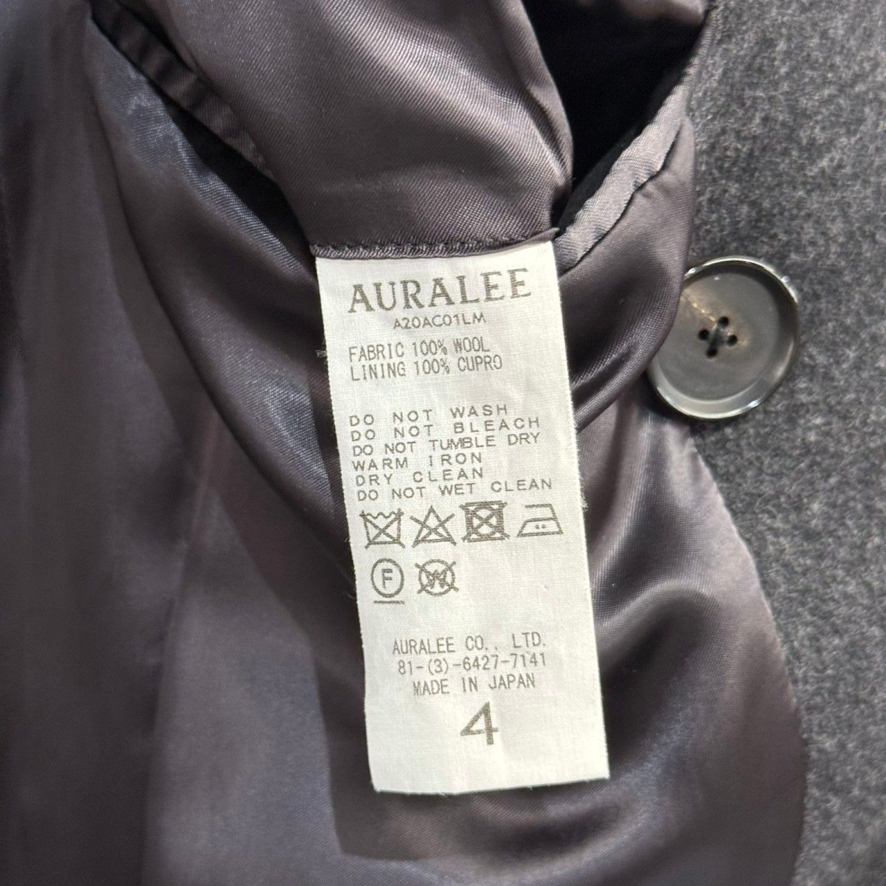 AURALEE オーラリー 20AW LIGHT MELTON DOUBLE-BREASTED COAT