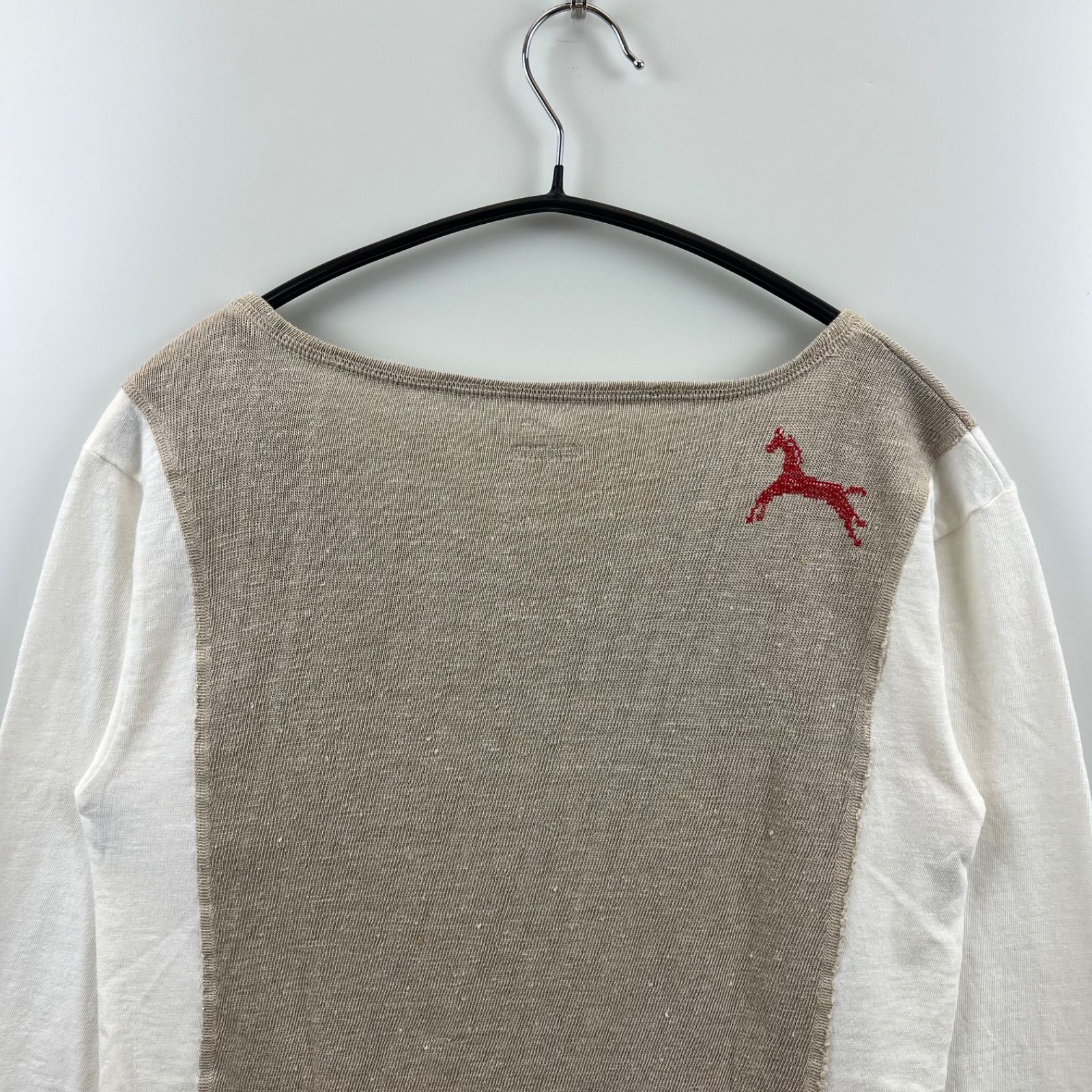 KAPITAL キャピタル　コットンリネン　ボウタイポロシャツ　刺繍　ナチュラル KAPITAL キャピタル コットンリネン ボウタイポロシャツ 刺繍
