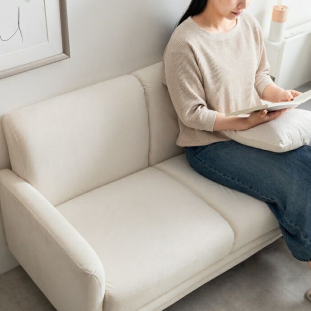 2人掛けコンパクトベロアソファ