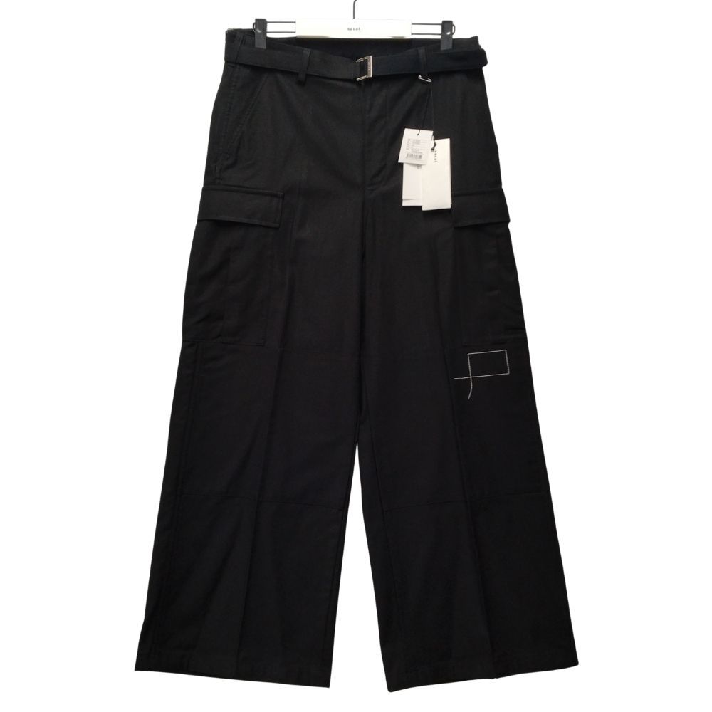 WTAPS ダブルタップス sacai サカイ 品番 25-03695M Cotton Back Satin Pants 01 パンツ ブラック サイズ 4 正規品 | 52290