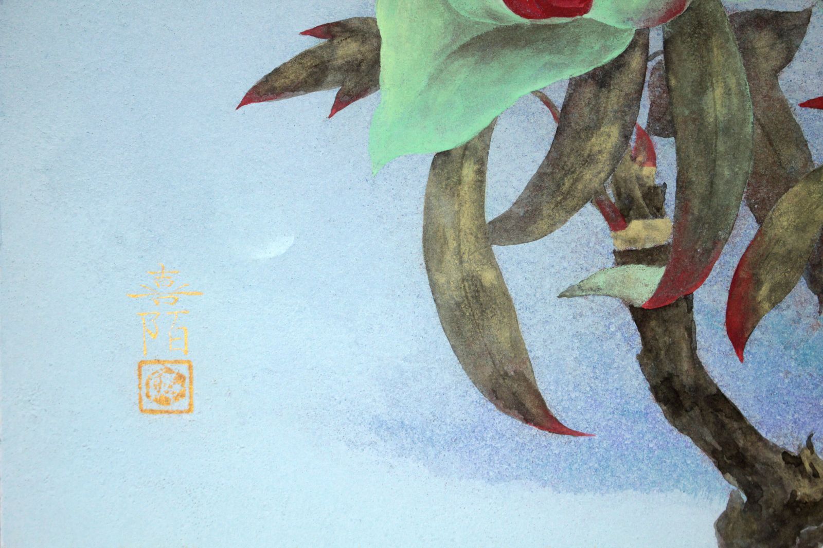鹿見喜陌 「紅白華」 日本画 絵画 鹿見喜陌 「紅白華」 日本画 絵画 - メルカリ