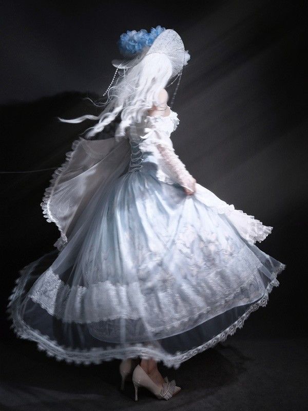 未セットアップ ロリータ ハロウィン スカート ミモレ丈 レディース ゴスロリ ハイウエスト Aライン トップス スカート 付け袖 セット パフスリーブ レース ゴシック コスチューム コスプレ 衣装 洋服 仮装 イベント ステージ パーティー クリスマス デート