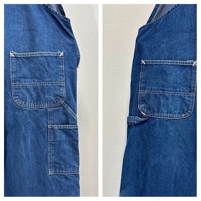 カーハート デニムオーバーオール大ペインターパンツロゴ極太レアw48アメリカ古着 carhartt - カーハートデニムオーバーオールペインターパンツw48