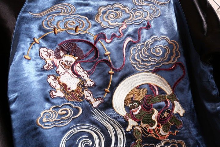 Japanesque ジャパネスク 風神雷神 刺繍 和柄 スカジャン 3rsj-003