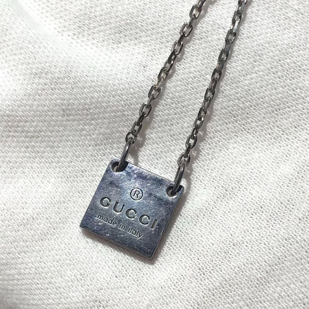 ▽GUCCI/グッチ スクエアプレート ネックレス 223514 J8400 8106