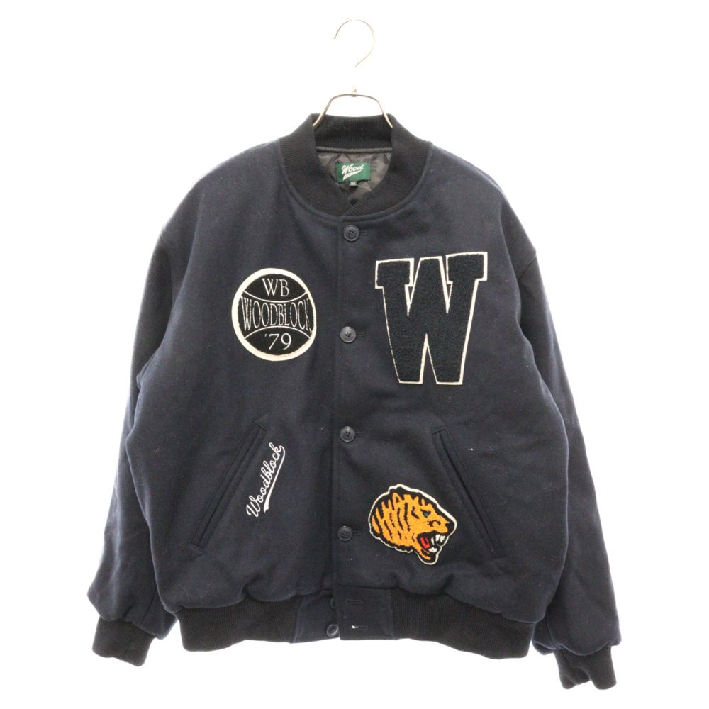 WOODBLOCK (ウッドブロック) MELTON Varsity Jacket メルトン バーシティジャケット ブラック