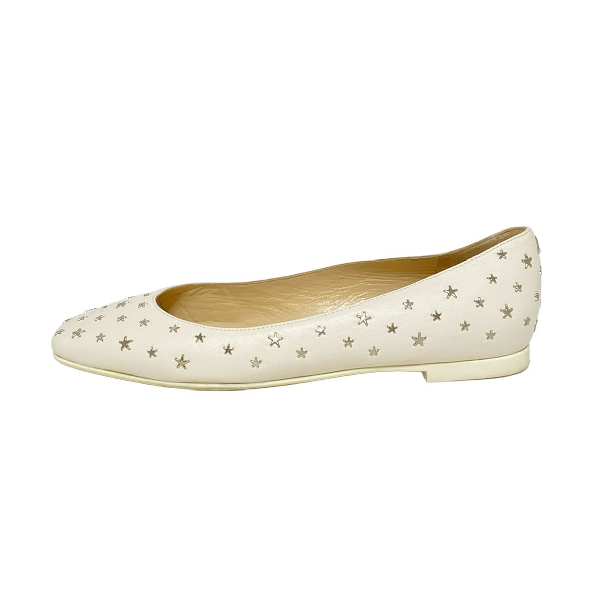 JIMMY CHOO ジミーチュウ フラットシューズ 361|2 レディース - 白 スター 星 |スタッズ レザー