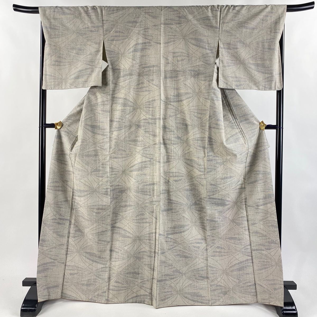 結城紬 身丈168cm 裄丈68cm L 袷 本場結城紬 奥順 百亀甲 証紙 蝶 亀甲
