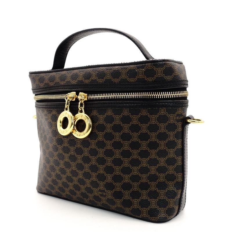セリーヌ CELINE バニティバッグ マカダム ハンドバッグ PVC ブラック×ブラウン ヴィンテージ 7-7-822 WWW_OLIVIERBERNSTEIN_COM