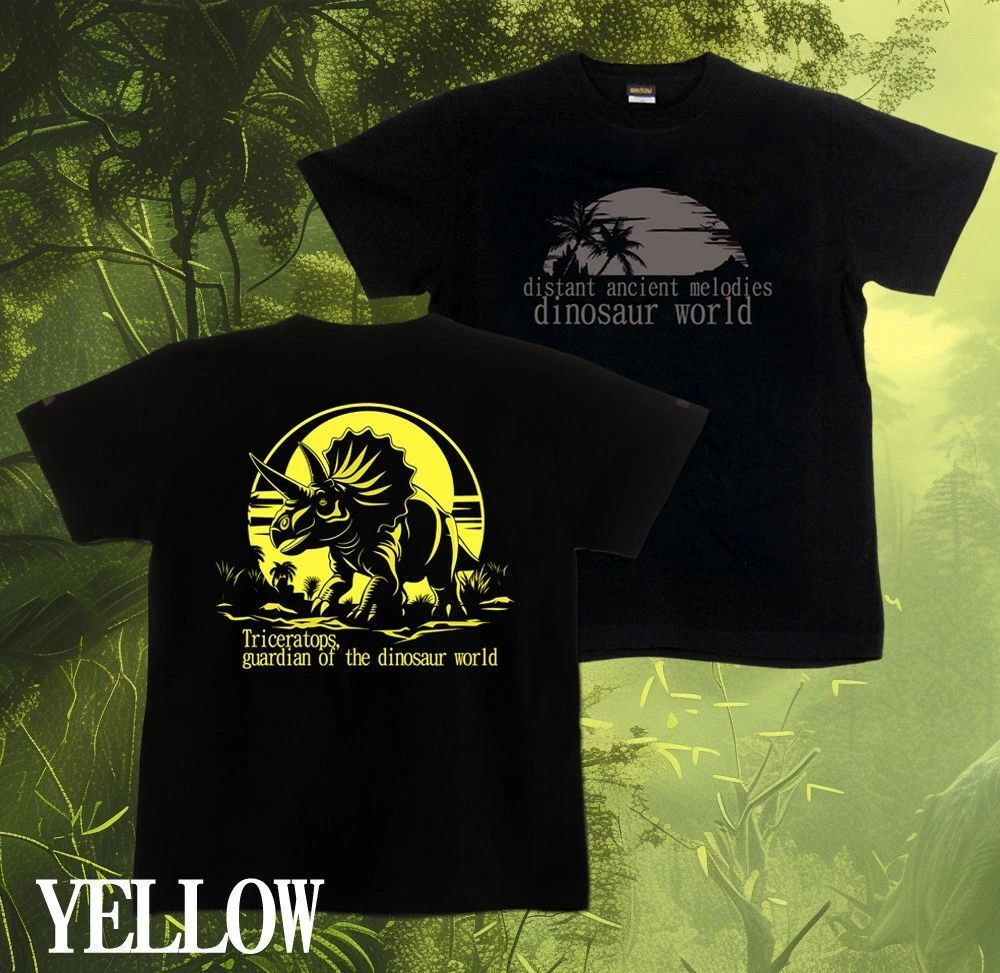 GENJU キッズ～S、M、L、XLサイズ トリケラトプス 恐竜 草食恐竜 草食 白亜紀 Tシャツ ジュラ紀 メンズ Tシャツ 半袖 dinosaur world 