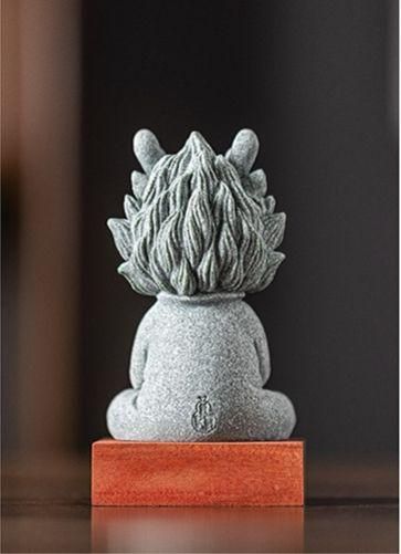 青砂石  瑞獣  麒麟  茶寵   茶道具   装飾品 現代工芸品美術品 置物 创意青砂石瑞兽麒麟动物摆件国风招财茶宠精品