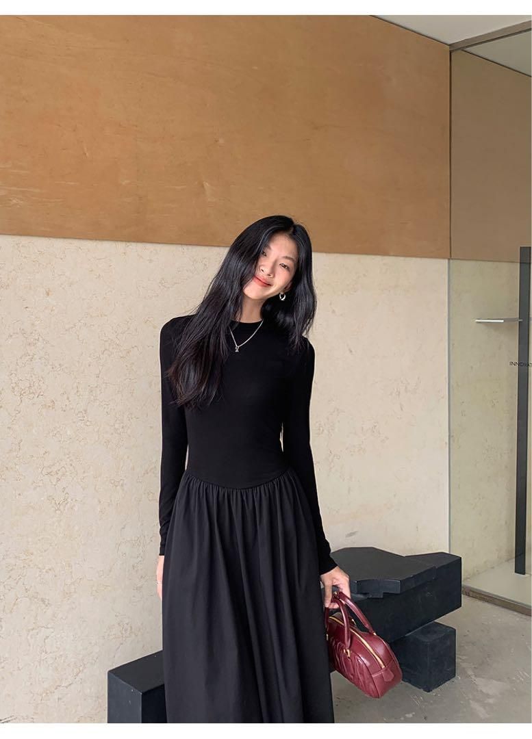 上品ニットロングドレスワンピース