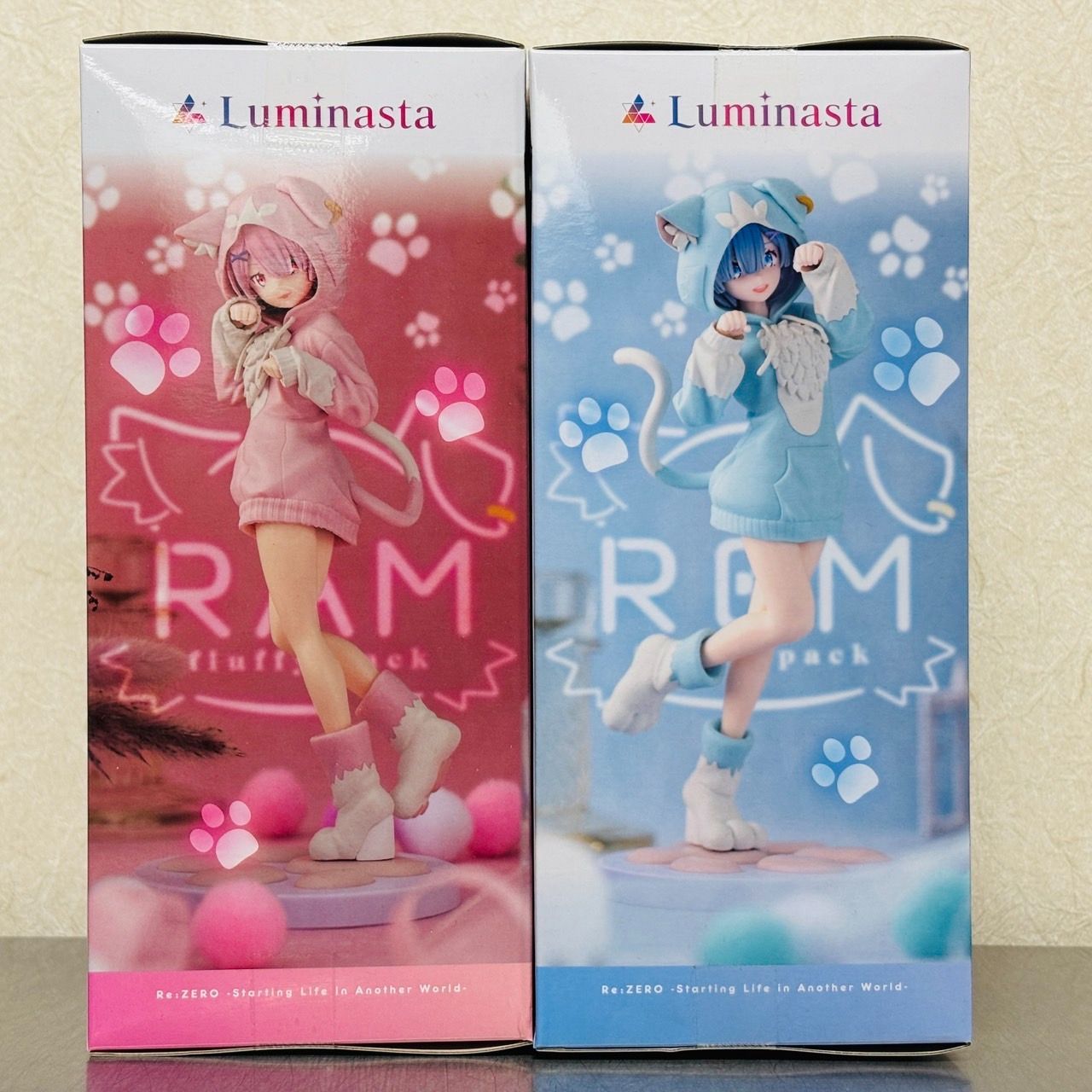 セガオンライン限定　リゼロ　ルミナスタ　レム＆ラム　もふもふパック【4点セット】 Reゼロ】Luminasta もふもふパック レム ラム SEGA限定 4点