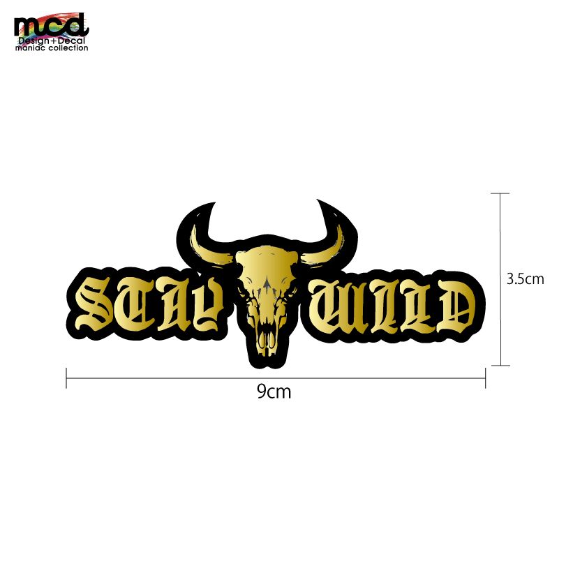 マットゴールド) ワンポイントステッカー 『STAY WILD』 9cm 1枚