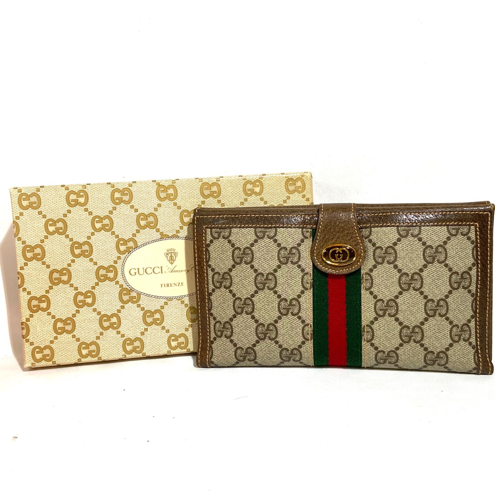 ※美品※ GUCCIグッチ 長財布 シェリーライン ブラウン×イエロー レザー GUCCI グッチ オールドグッチ シェリーライン レザー 長財布