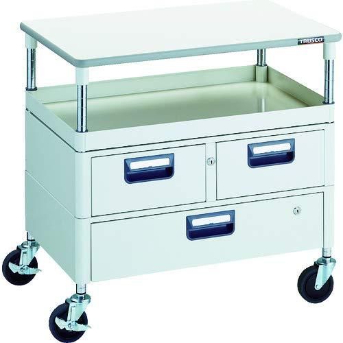 2営業日で発送 TRUSCO トラスコ中山 TRUSCO フェニックスワゴン 省音 750X500 H740 引出付 天板付 W色