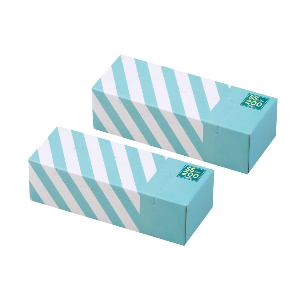 【迅速発送】驚異の防臭袋 BOS (ボス) ストライプパッケージ 2個セット/ ミントグリーン SSサイズ 200枚入 赤ちゃん用 おむつ ・ ペット うんち ・ 生ゴミ ・ サニタリー などの処理に…