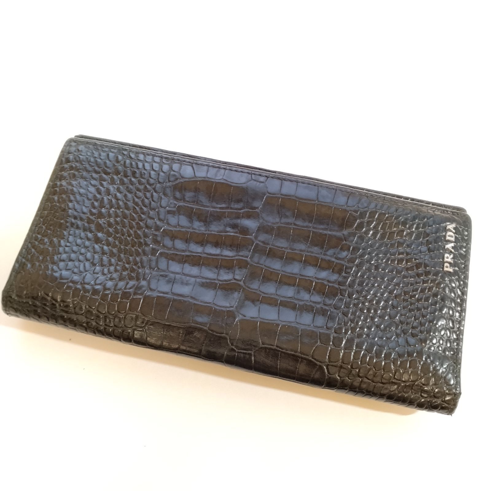送料無料】 希少！PRADA 苦い クロコ クロコダイル 長財布
