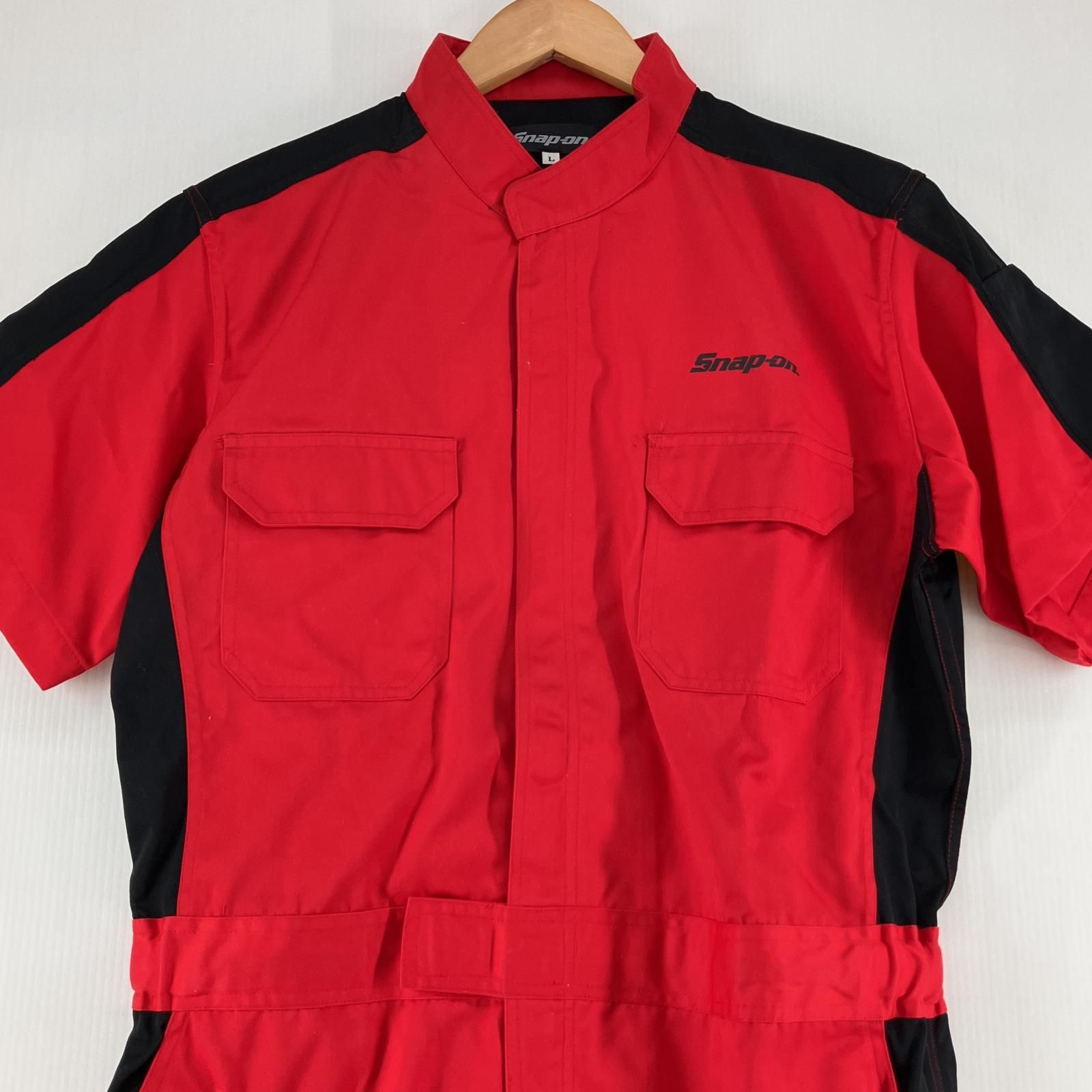 △△Snap-on スナップオン 半袖 作業用 つなぎ Lサイズ レッド