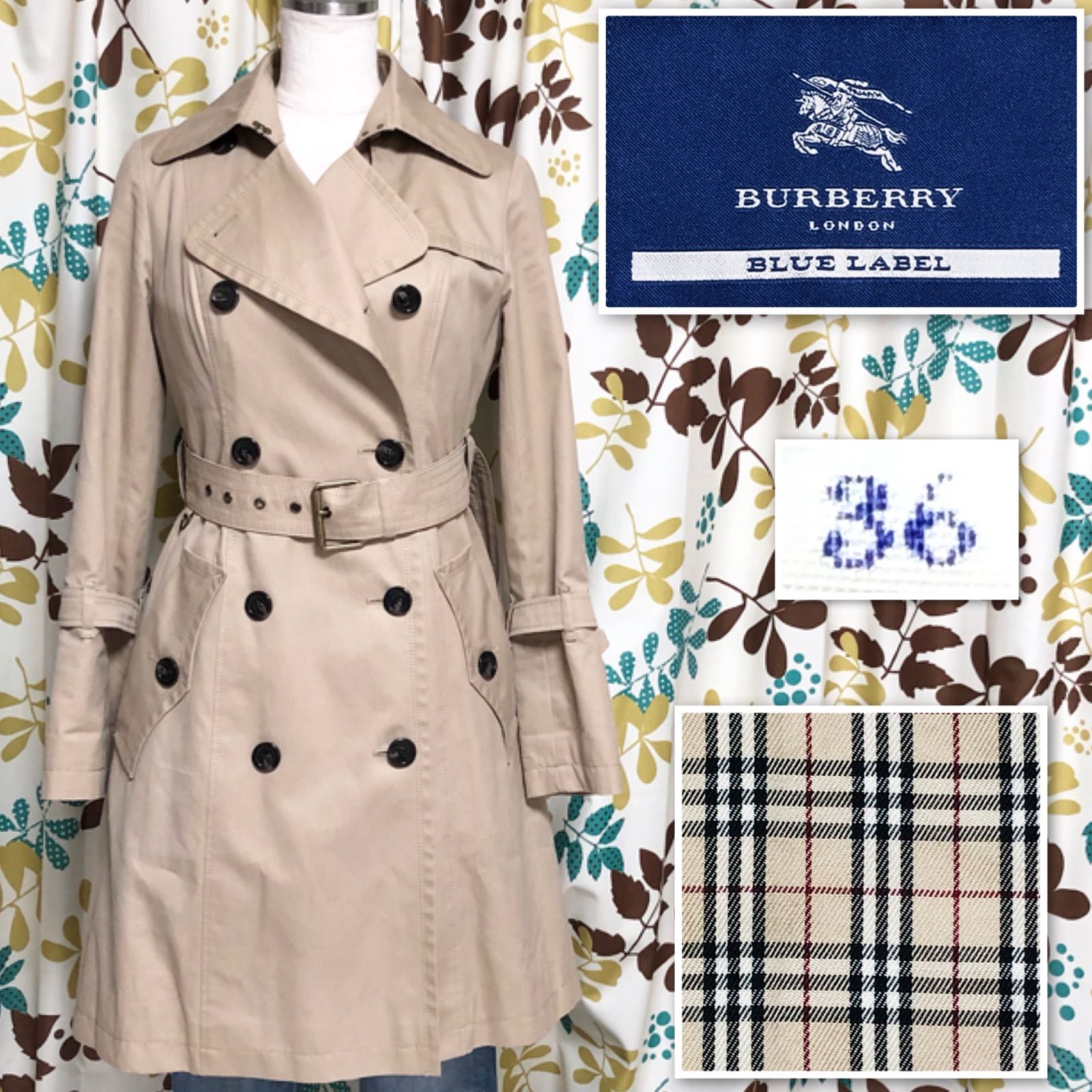 □美品□BURBERRY BLUE LABEL バーバリーブルーレーベル ダブルトレンチコート 2way ウールライナー付  size36(サイズS相当) ノバチェック ブルーレーベルチェック ベルト ベルテッド ベトナム製 三陽商会 ベージュ レディース - メルカリ