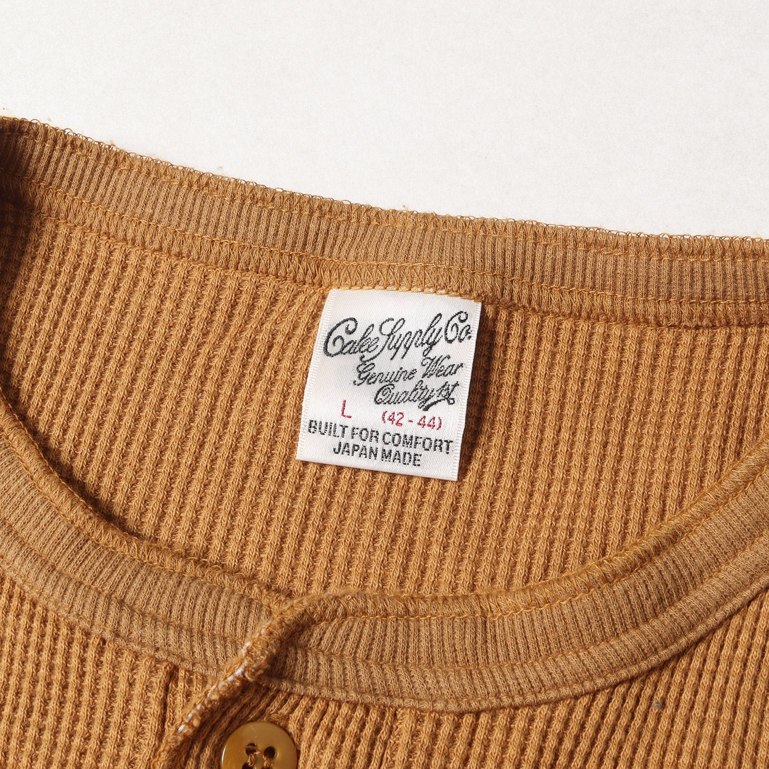 CALEE キャリー Tシャツ サイズ:L ロゴ刺繍 ヘンリーネック サーマル 