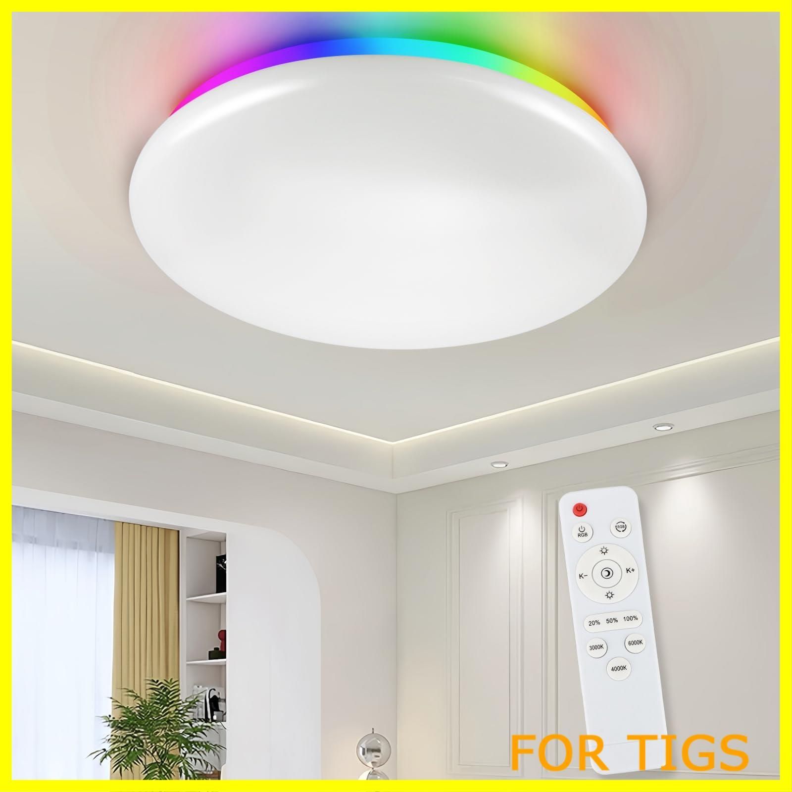 LEDシーリングライト 6畳 24W 調色/調光タイプ 昼光色 リモコン付き : LEDシーリングライト 6畳 24W 調光 調色タイプ リモコン付 薄型シーリングライト チラツキなし 目を保護 省エネ  防虫 常夜灯 タイマー設定可能 長寿命 取付簡単 屋内天井照明器具 玄関⁄和室⁄台所⁄洗面所⁄子供部屋⁄廊下 (24W 6畳用) :