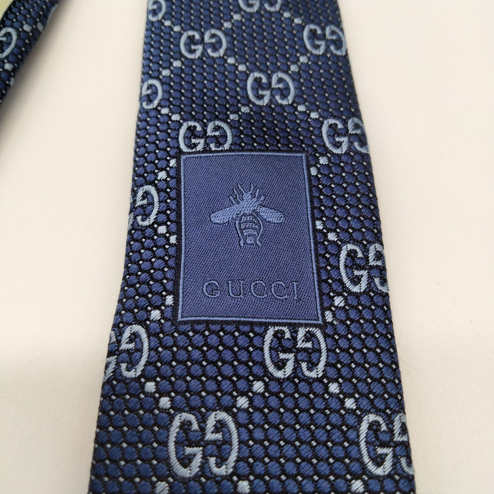 【ほぼ未使用】GUCCI ネクタイ　GG柄　マイクロ GUCCI(グッチ) / グッチ/マイクロGGネクタイ/シルク/ネイビー/総